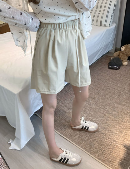 OOTDAY Pink Ice Silk Loose High Waist Shorts – Summer Casual Wear for Girls