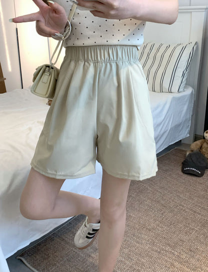 OOTDAY Pink Ice Silk Loose High Waist Shorts – Summer Casual Wear for Girls