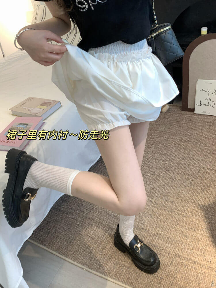 OOTDAY balletcore skirt, tiered ruffled mini skirt, high-waisted summer skirt, white black cute A-line skirt, ballet aesthetic fashion 2025