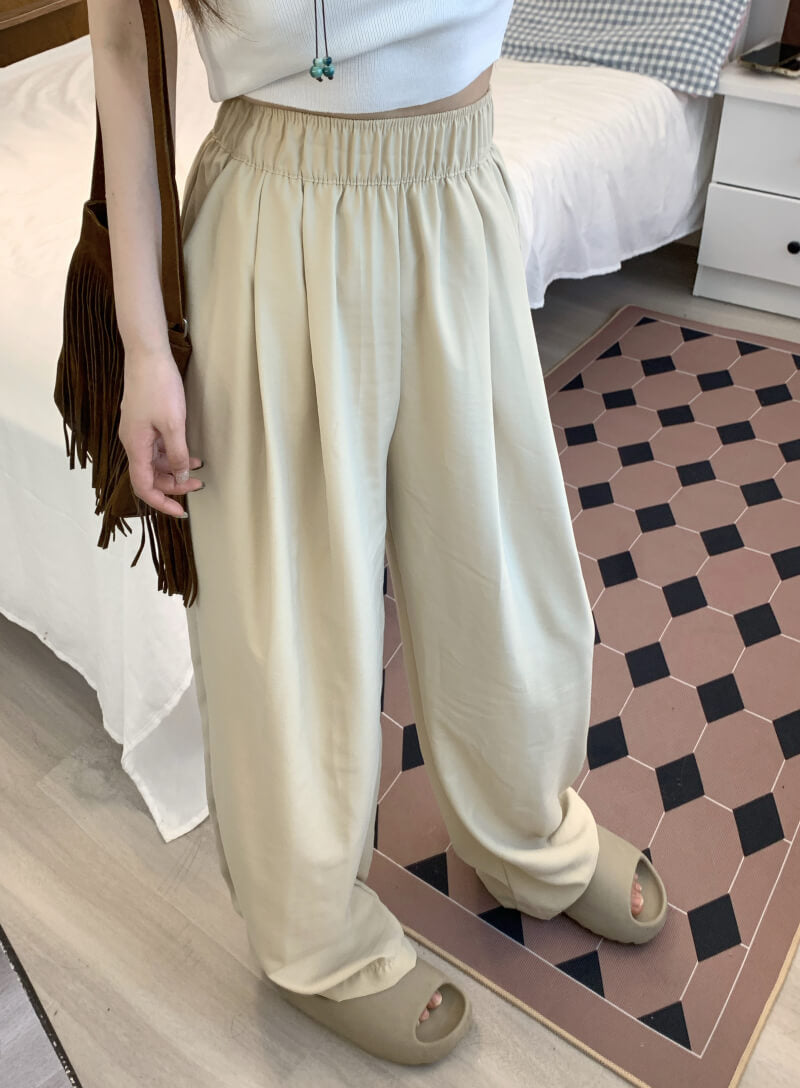OOTDAY ice silk wide-leg pants, Japanese summer trousers for women, minimalist crinkle pants, high waist loose pants, pastel wide leg trousers 2025