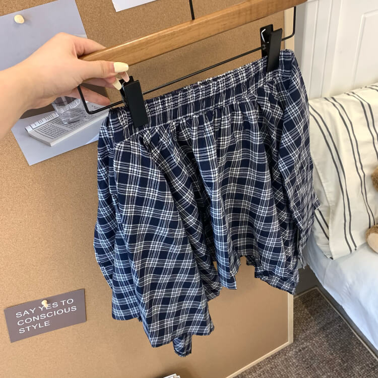 OOTDAY plaid mini skirt, Korean summer skirt 2025, shirt tie wrap skirt, irregular hem plaid skirt, cute preppy skirt for girls