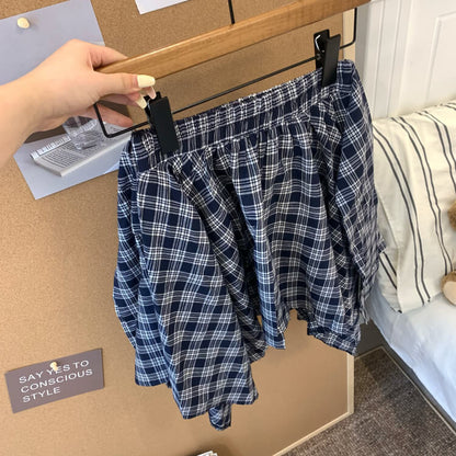 OOTDAY plaid mini skirt, Korean summer skirt 2025, shirt tie wrap skirt, irregular hem plaid skirt, cute preppy skirt for girls