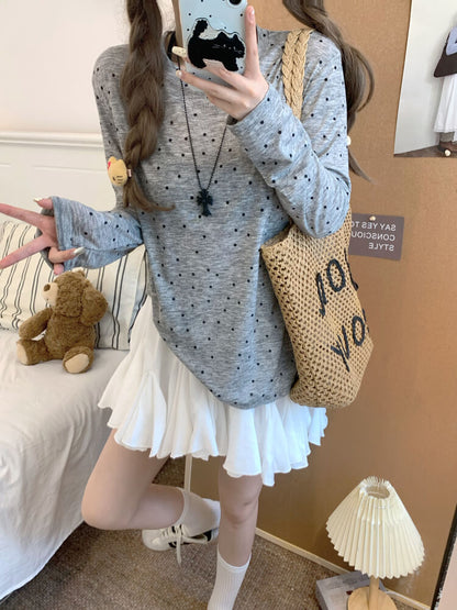 polka dot sun shirt, sheer long sleeve tencel tee, lightweight summer top, loose fit UV shirt, OOTDAY summer T-shirt