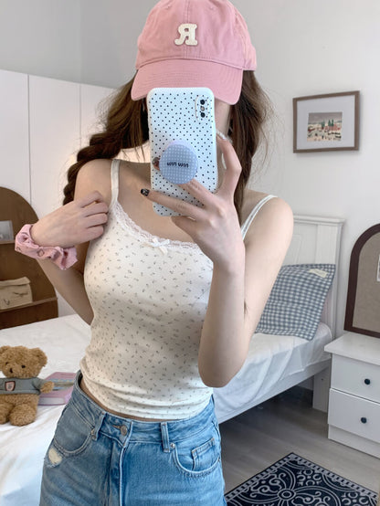 floral u-neck crop top, slim summer tee, tank and short sleeve top, cute summer shirt for girls, OOTDAY crop tee