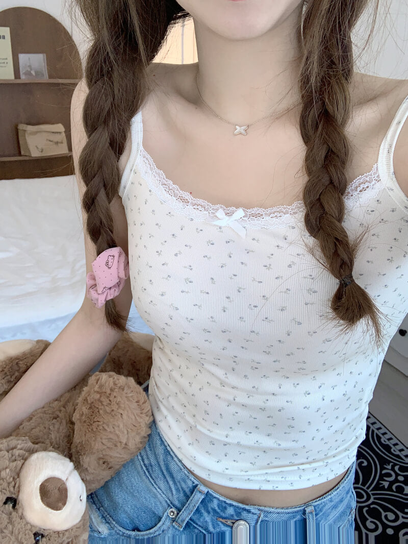 floral u-neck crop top, slim summer tee, tank and short sleeve top, cute summer shirt for girls, OOTDAY crop tee