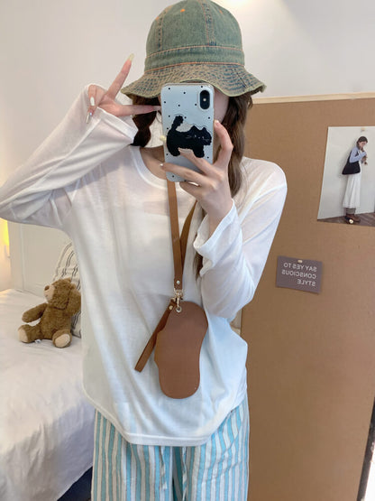 Tencel knit tee, summer layering shirt, lightweight loose tee, OOTDAY crewneck top, sweet Korean fashion