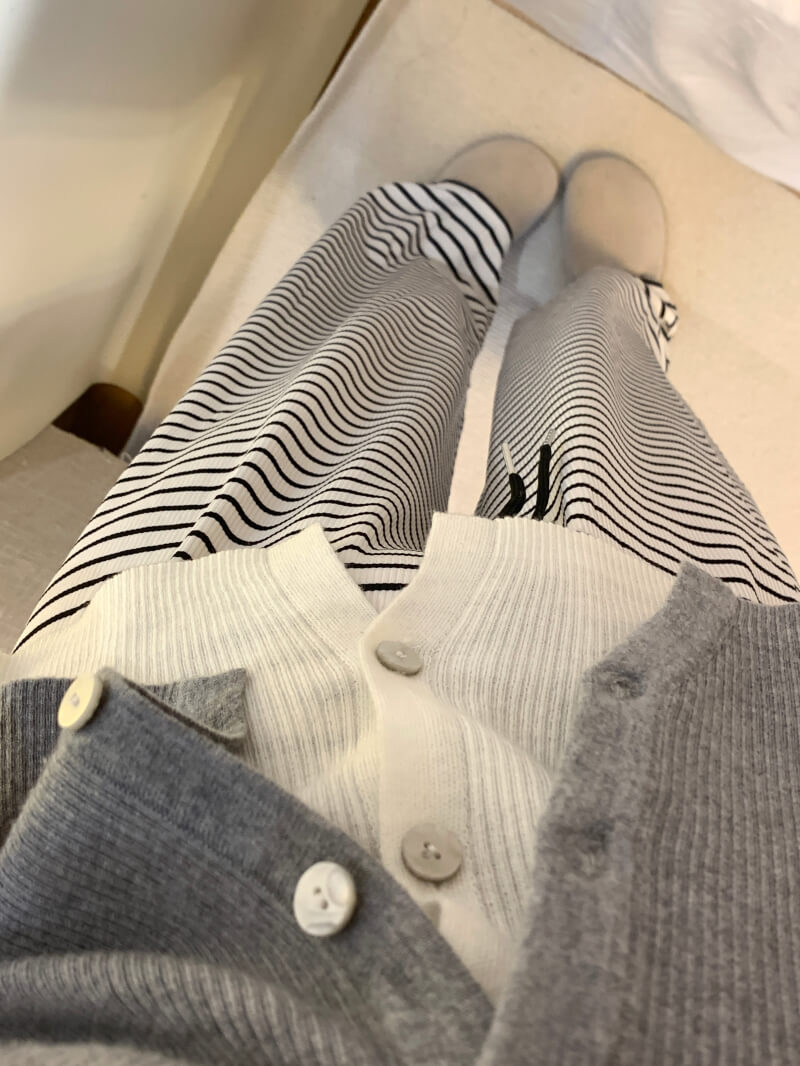 striped high waist wide-leg pants for summer, black and white flowy trousers, OOTDAY casual preppy style pants