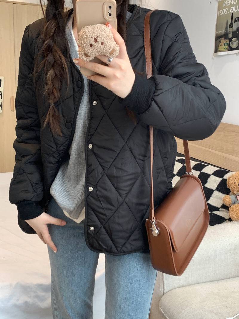OOTDAY Korean puffer jacket, short down jacket for women, winter warm outerwear, high neck duck down coat, Korean casual winter coat