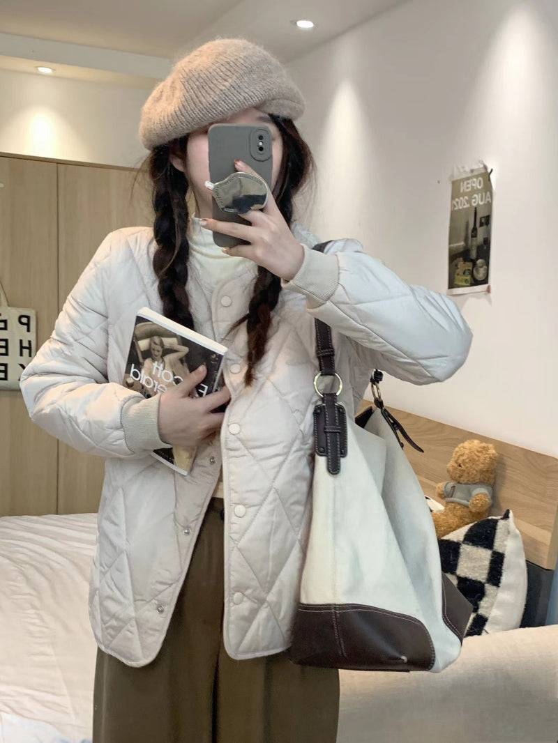 OOTDAY Korean puffer jacket, short down jacket for women, winter warm outerwear, high neck duck down coat, Korean casual winter coat