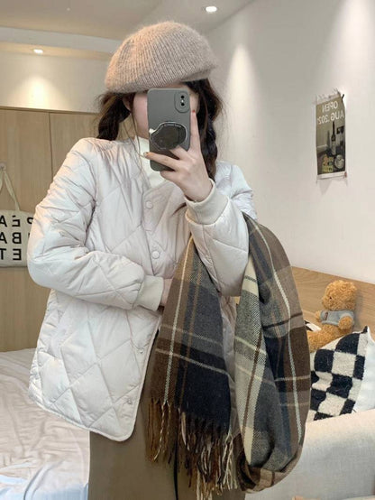OOTDAY Korean puffer jacket, short down jacket for women, winter warm outerwear, high neck duck down coat, Korean casual winter coat
