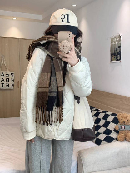 OOTDAY Korean puffer jacket, short down jacket for women, winter warm outerwear, high neck duck down coat, Korean casual winter coat