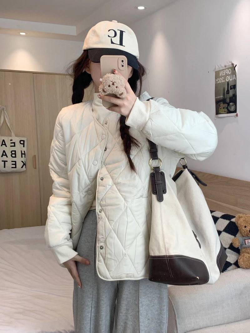OOTDAY Korean puffer jacket, short down jacket for women, winter warm outerwear, high neck duck down coat, Korean casual winter coat