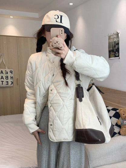 OOTDAY Korean puffer jacket, short down jacket for women, winter warm outerwear, high neck duck down coat, Korean casual winter coat