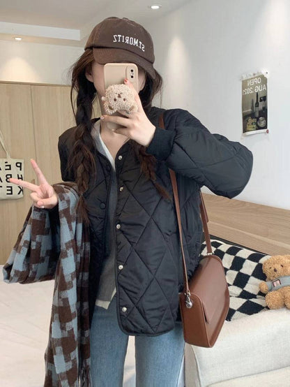 OOTDAY Korean puffer jacket, short down jacket for women, winter warm outerwear, high neck duck down coat, Korean casual winter coat