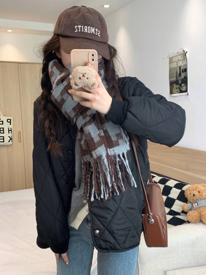 OOTDAY Korean puffer jacket, short down jacket for women, winter warm outerwear, high neck duck down coat, Korean casual winter coat