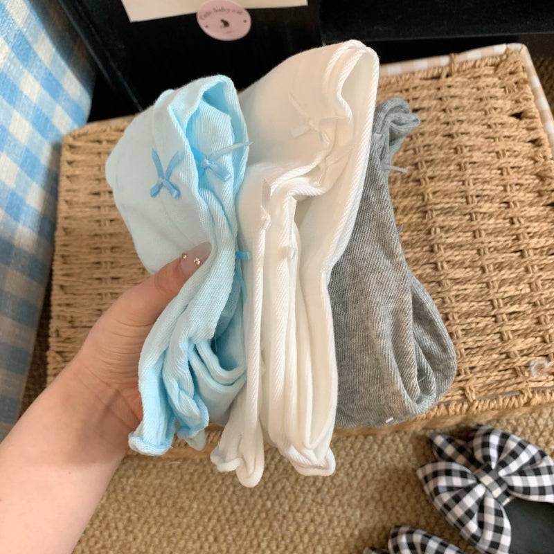 ballet style bow socks, sweet ruched socks for girls, leg shaping mid-calf socks, OOTDAY feminine socks set, 3 pack summer socks
