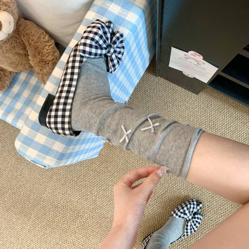 ballet style bow socks, sweet ruched socks for girls, leg shaping mid-calf socks, OOTDAY feminine socks set, 3 pack summer socks