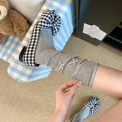 ballet style bow socks, sweet ruched socks for girls, leg shaping mid-calf socks, OOTDAY feminine socks set, 3 pack summer socks