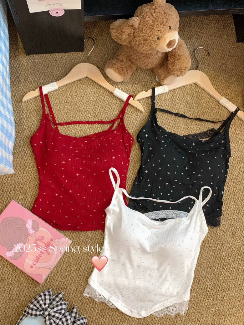 built-in bra camisole for women, slim fit tank top, knit summer camisole, OOTDAY layering tank, sleeveless innerwear with bra pad