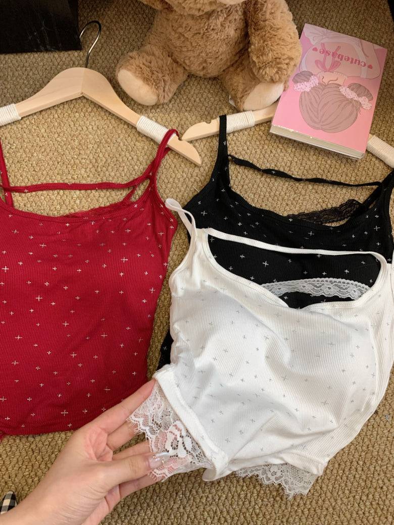 built-in bra camisole for women, slim fit tank top, knit summer camisole, OOTDAY layering tank, sleeveless innerwear with bra pad