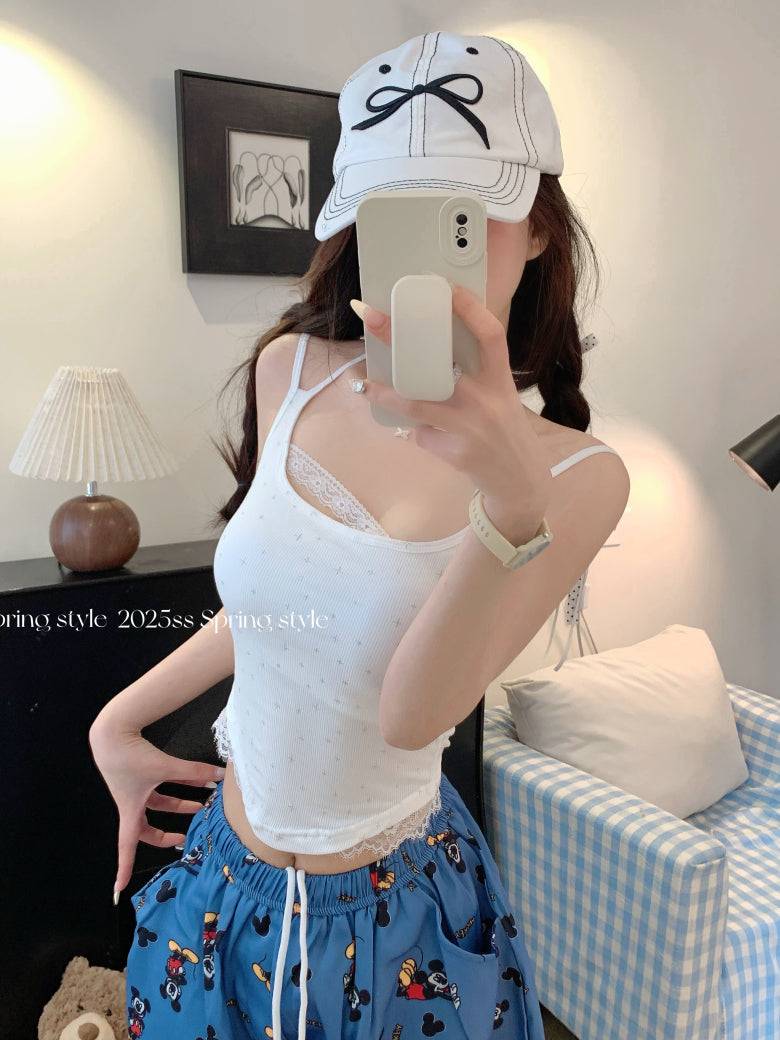 built-in bra camisole for women, slim fit tank top, knit summer camisole, OOTDAY layering tank, sleeveless innerwear with bra pad