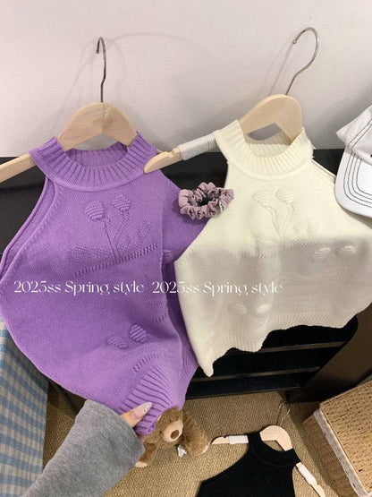 halter knit tank top for women, sexy backless camisole, Korean slim fit halter top, OOTDAY summer knitwear, pure desire style tank