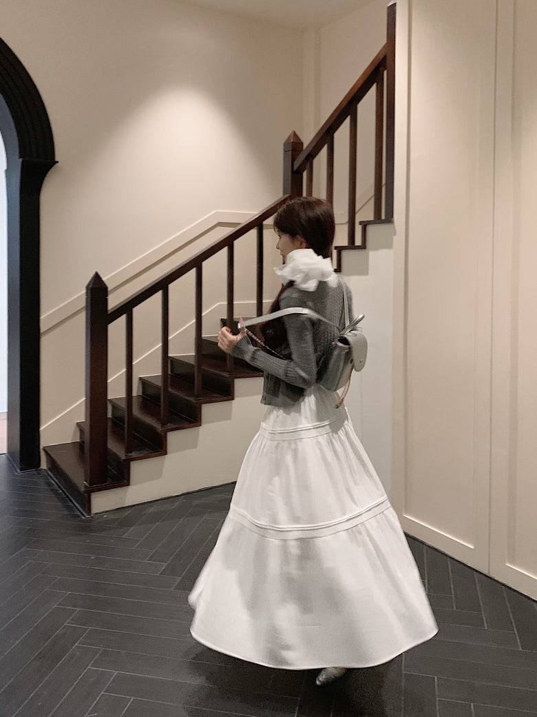 Korean knit camisole cardigan and maxi skirt set, 3-piece summer outfit for women, sweet halter knit top with flowy skirt, OOTDAY summer fashion set