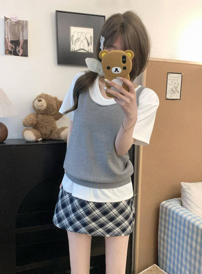 u-neck short sleeve tee for women, slim fit summer t-shirt, relaxed casual basic tee, OOTDAY soft tee top, everyday versatile shirt