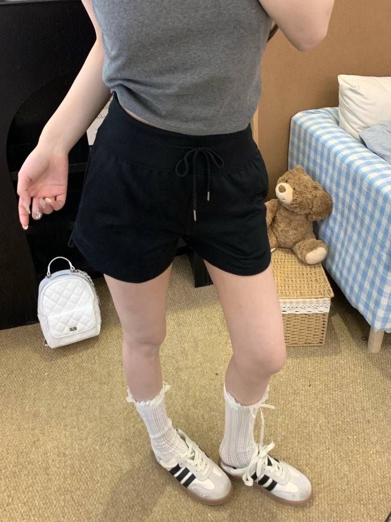 high-waisted drawstring shorts, summer sporty shorts for women, casual straight-leg shorts, comfy girl shorts, OOTDAY women’s active shorts