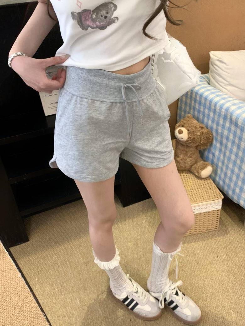 high-waisted drawstring shorts, summer sporty shorts for women, casual straight-leg shorts, comfy girl shorts, OOTDAY women’s active shorts