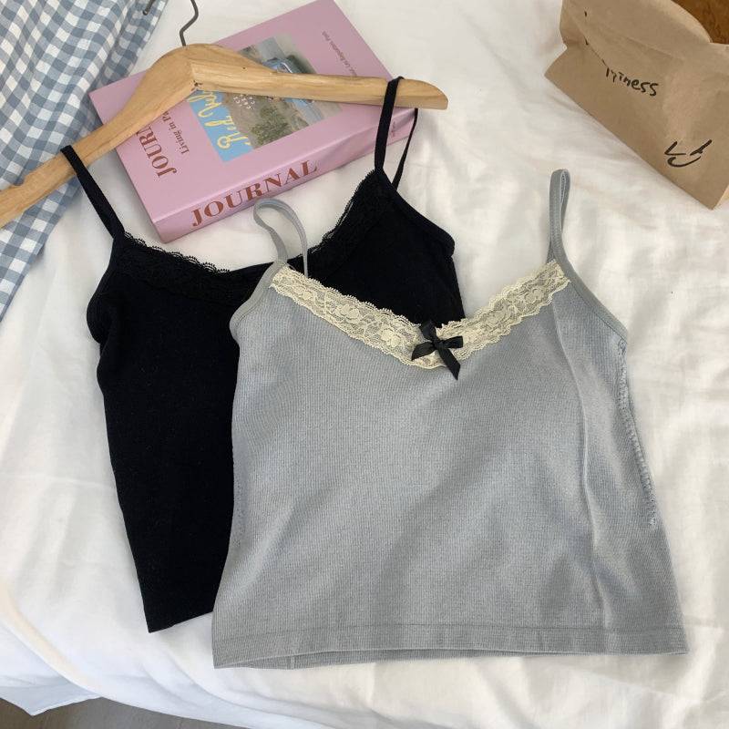 lace trim camisole top, sexy slim fit tank top, black lace cami, summer layering tank, stylish lace camisole