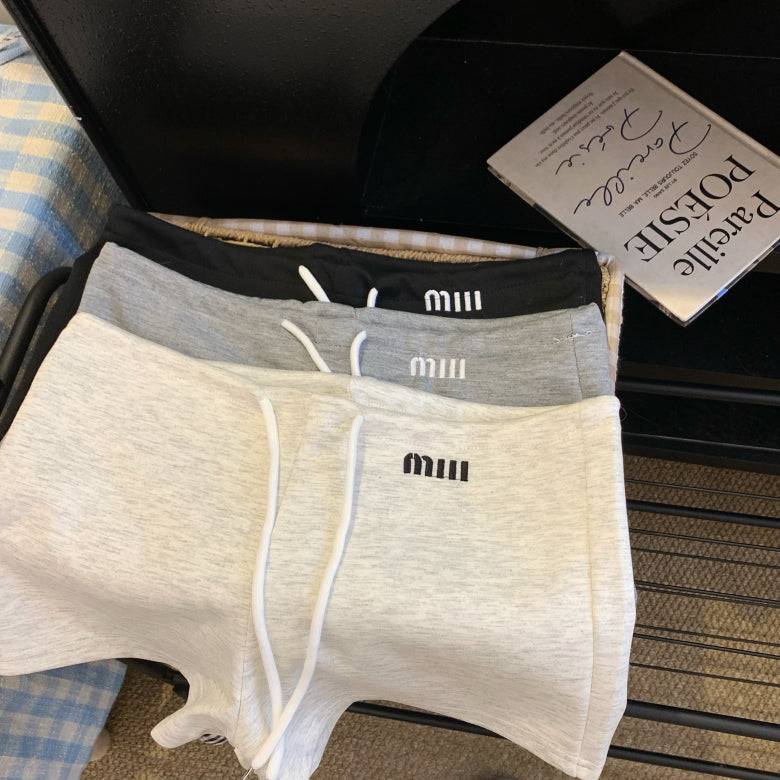 high-waisted sporty shorts, drawstring A-line shorts, sweet summer hot pants, casual athletic shorts for women, preppy style sporty shorts