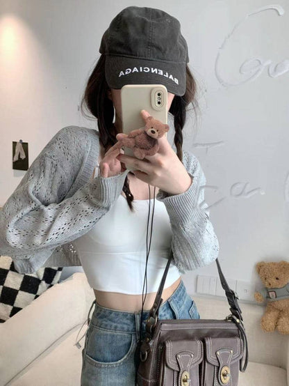 knit summer cardigan, korean loose cardigan, batwing sleeve shawl, soft girl fashion outerwear, lightweight sun protection top