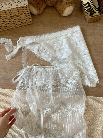 lace skirt overlay, apron style hip wrap, korean sweet girl fashion, layered mini skirt belt, y2k lace wrap skirt