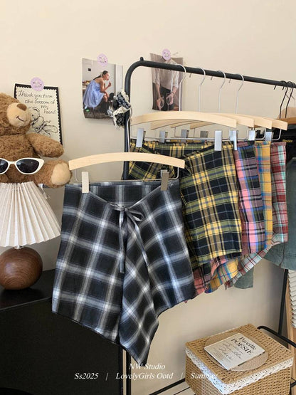 plaid skirt belt, layered wrap-around hip cover, y2k style waist wrap, preppy plaid skirt accessory, high street fashion belt