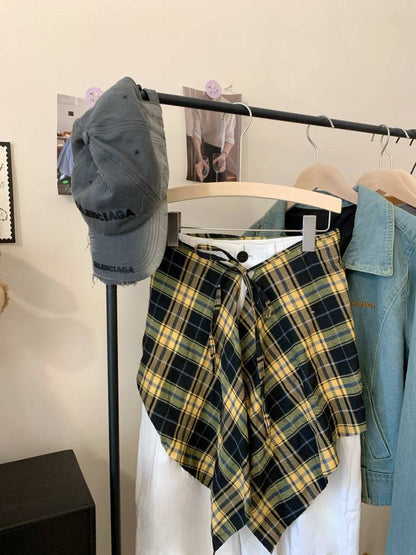 plaid skirt belt, layered wrap-around hip cover, y2k style waist wrap, preppy plaid skirt accessory, high street fashion belt
