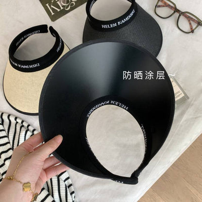 foldable sun visor hat, UV protection wide brim hat, open top summer hat, straw-style visor for women and teens, OOTDAY fashion accessory