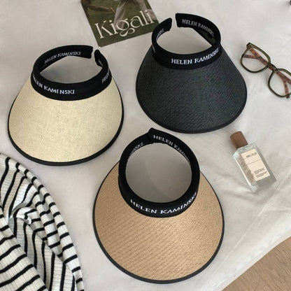 foldable sun visor hat, UV protection wide brim hat, open top summer hat, straw-style visor for women and teens, OOTDAY fashion accessory