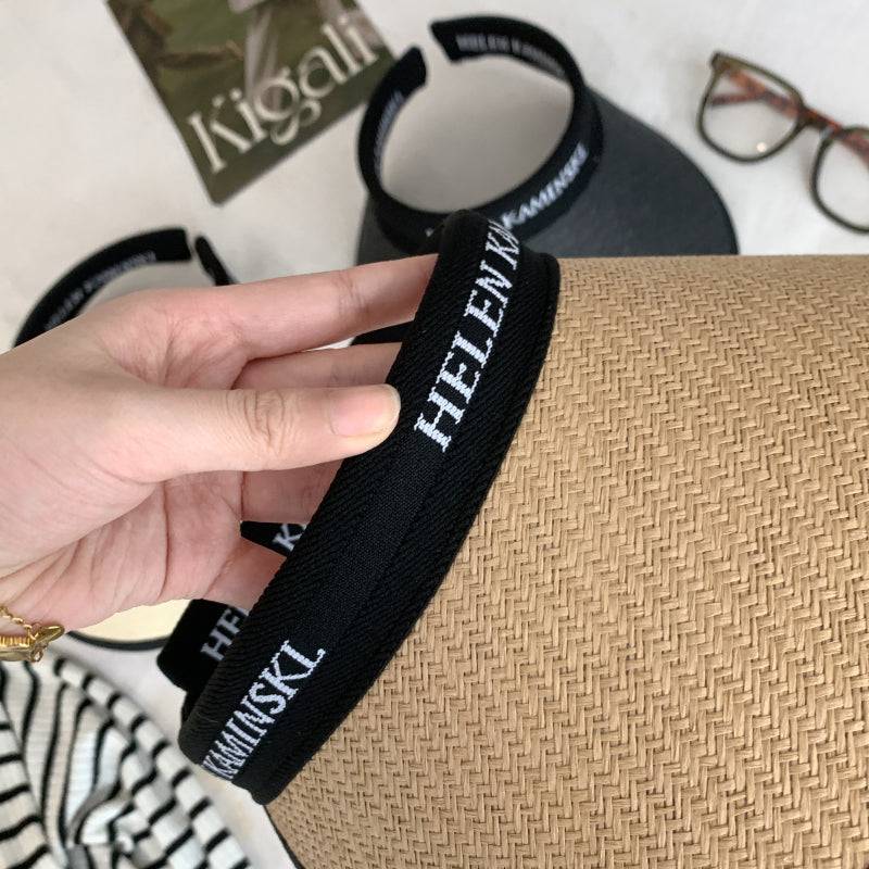 foldable sun visor hat, UV protection wide brim hat, open top summer hat, straw-style visor for women and teens, OOTDAY fashion accessory