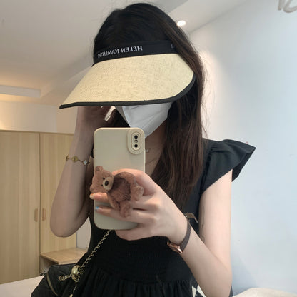 foldable sun visor hat, UV protection wide brim hat, open top summer hat, straw-style visor for women and teens, OOTDAY fashion accessory