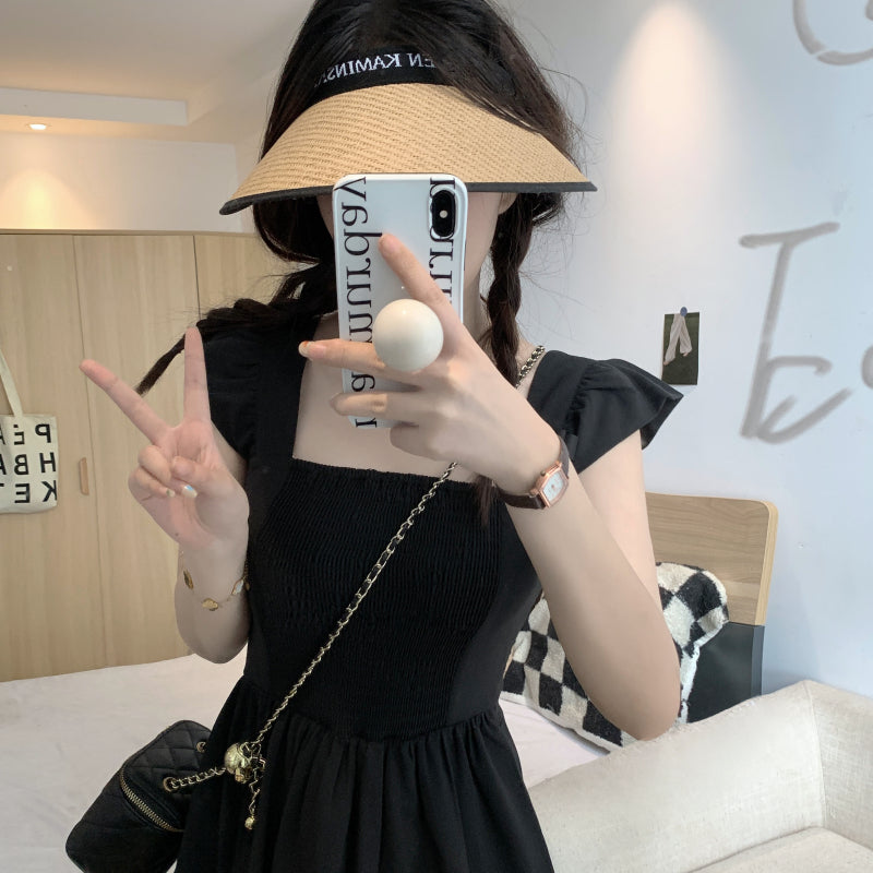 foldable sun visor hat, UV protection wide brim hat, open top summer hat, straw-style visor for women and teens, OOTDAY fashion accessory