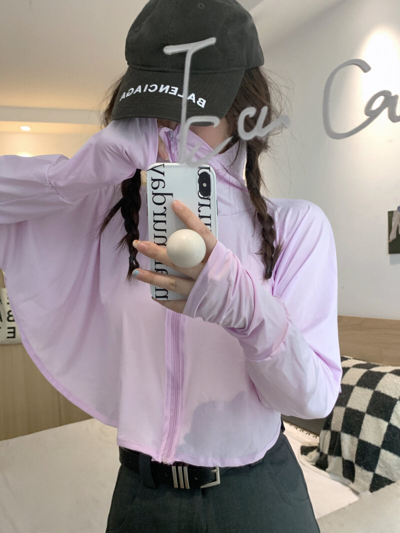 summer sun protection hoodie, breathable hooded cardigan, women's cooling jacket