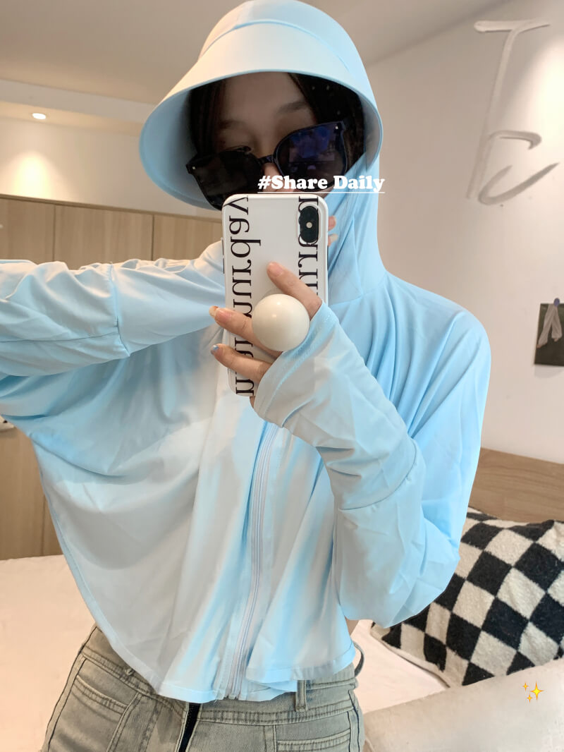 summer sun protection hoodie, breathable hooded cardigan, women's cooling jacket