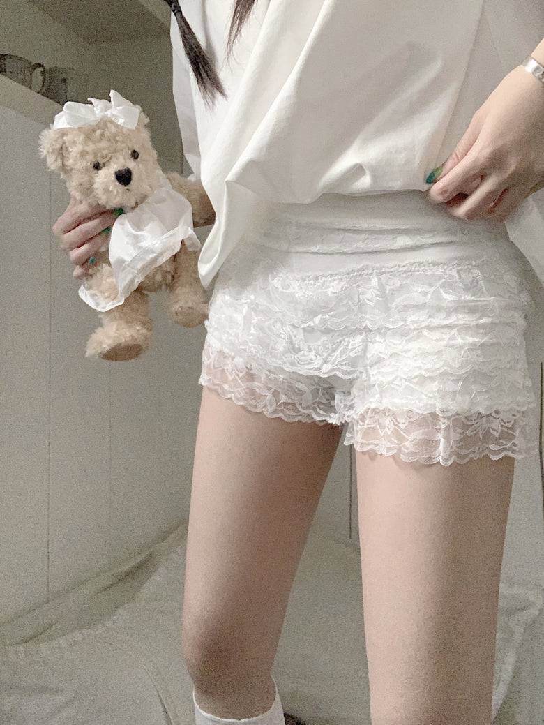 OOTDAY lace safety shorts, modal undershorts for women, anti-exposure short leggings, sweet layered shorts, summer lace trim boxer shorts