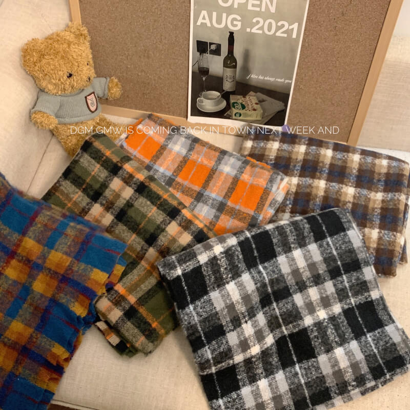 retro plaid scarf, british style unisex scarf, OOTDAY winter scarf, Yuqii-inspired scarf, cashmere feel plaid wrap