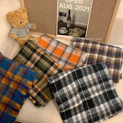 retro plaid scarf, british style unisex scarf, OOTDAY winter scarf, Yuqii-inspired scarf, cashmere feel plaid wrap