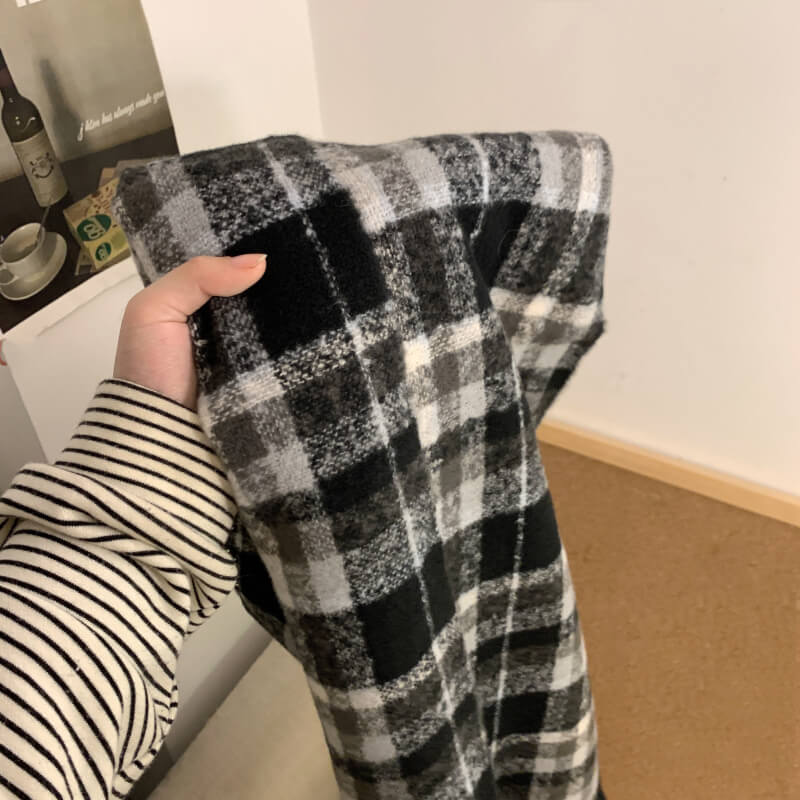 retro plaid scarf, british style unisex scarf, OOTDAY winter scarf, Yuqii-inspired scarf, cashmere feel plaid wrap